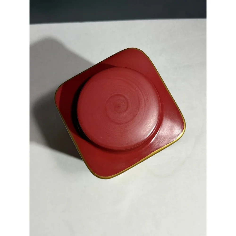 Coca-Cola Santa Claus Ceramic Holiday Canister Jar Red Gold Trim Vintage Style